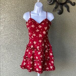 No.030 Blue Rain Red Sundress with Sweetheart Neckline Size XS